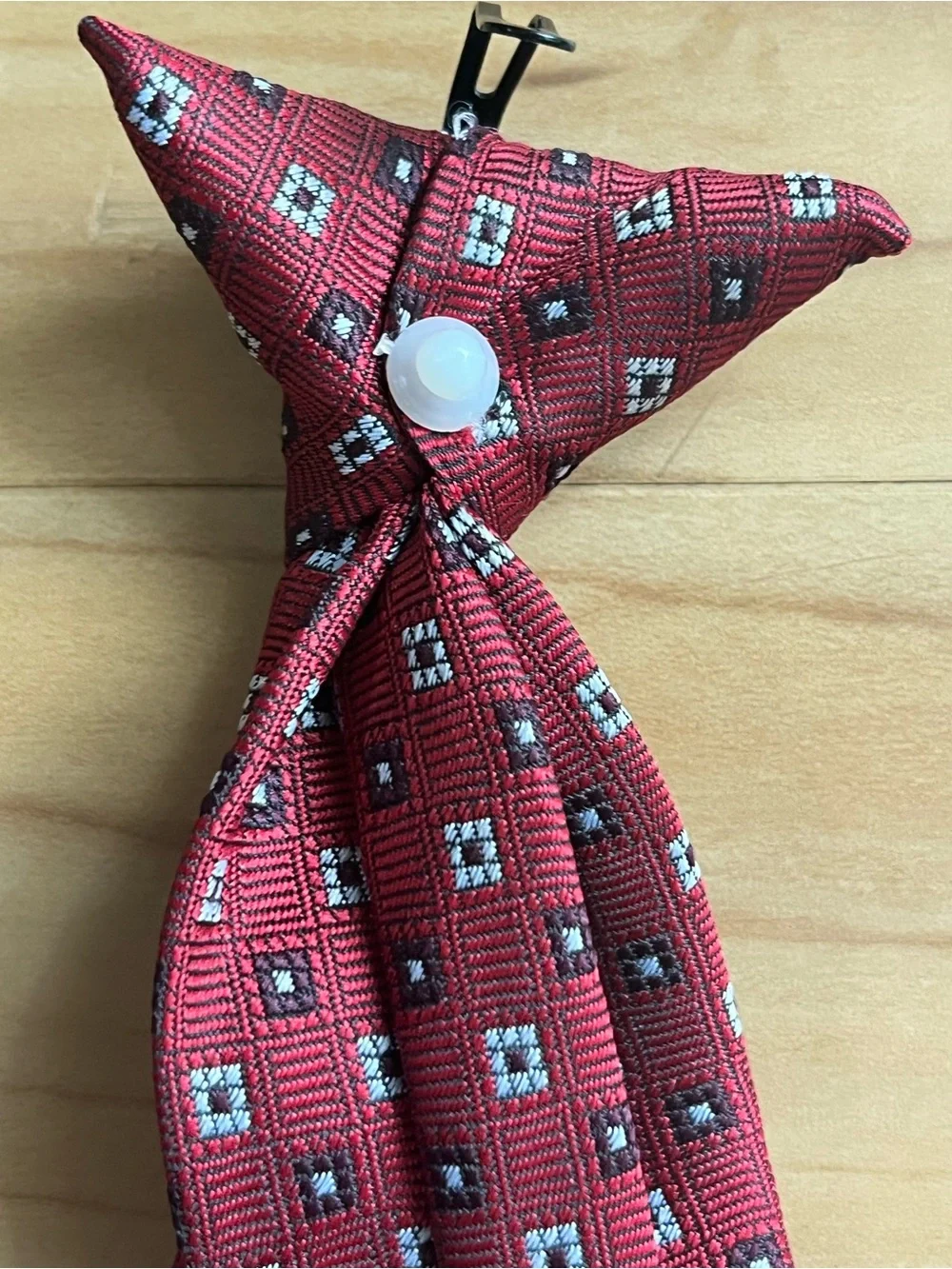 Boys Burgundy Geometric Pre-Tied Adjustable Necktie